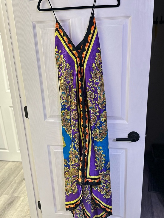 Rubber Ducky Productions, Inc. Dresses & Skirts - Vintage Rubber Ducky Productions, Inc. Purple and Blue Paisley Y2K Scarf Dress